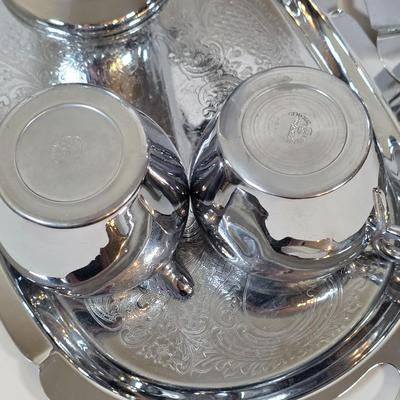 LOT 43K: MCM London & Brighton Chromium Footed Martini/Cocktail Shaker, Along w/Farber Brothers Serving Tray & GE Electric Coffee...