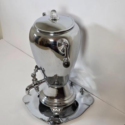 LOT 43K: MCM London & Brighton Chromium Footed Martini/Cocktail Shaker, Along w/Farber Brothers Serving Tray & GE Electric Coffee...