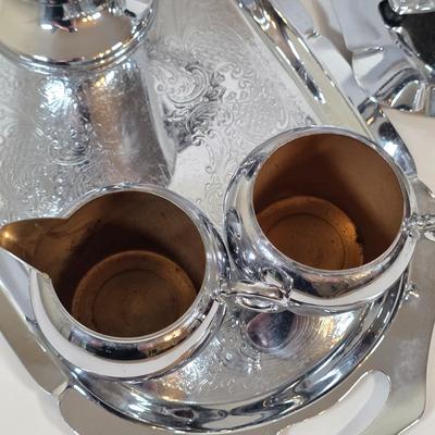 LOT 43K: MCM London & Brighton Chromium Footed Martini/Cocktail Shaker, Along w/Farber Brothers Serving Tray & GE Electric Coffee...