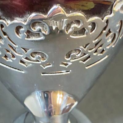 LOT 45K: Antique/Vintage Farber Bros Krome Kraft Amethyst Glass Decanter & 3 Cobalt Blue, Chrome Stem Glasses