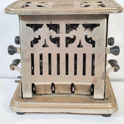 LOT 48K: Antique/Vintage Universal Landers, Frary & Clark Electric Toaster W/3 Wire Bail Closure Blue-Green Glass Canning Jars