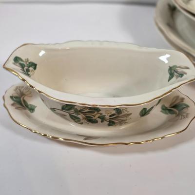 LOT 49K: Vintage Westvale Syracuse China, Made In America Dishes, Creamer Set, Platters, Bowls & Attached Gravy Boat