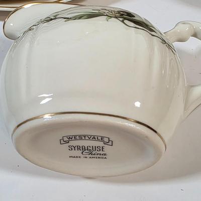 LOT 49K: Vintage Westvale Syracuse China, Made In America Dishes, Creamer Set, Platters, Bowls & Attached Gravy Boat