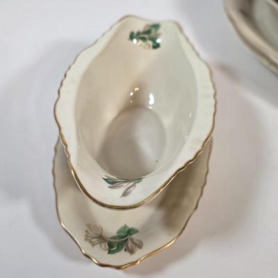 LOT 49K: Vintage Westvale Syracuse China, Made In America Dishes, Creamer Set, Platters, Bowls & Attached Gravy Boat
