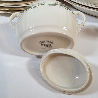 LOT 49K: Vintage Westvale Syracuse China, Made In America Dishes, Creamer Set, Platters, Bowls & Attached Gravy Boat