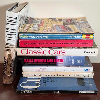 LOT 50K: Vintage Civil War, Classic Car Buff, Air & Space Book Collection