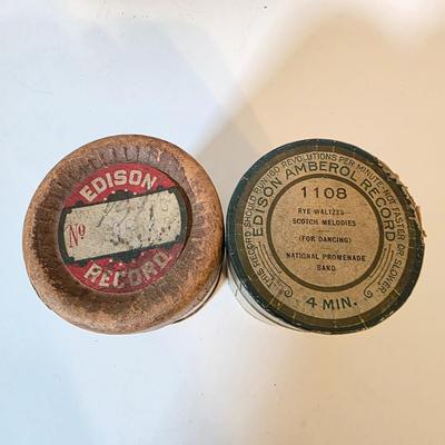 LOT 52K: Antique Thomas Edison Company Phonograph Cylinder Records, 8 Containers W/7 Four-Minute Phonograph Cylinder Records