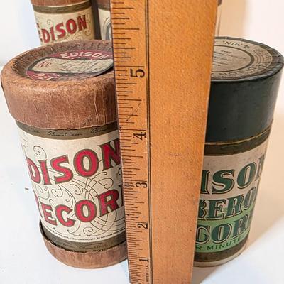 LOT 52K: Antique Thomas Edison Company Phonograph Cylinder Records, 8 Containers W/7 Four-Minute Phonograph Cylinder Records