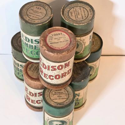 LOT 53K: Antique Thomas Edison Company, Collection of 9 Phonograph Cylinder Records