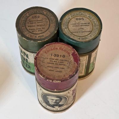 LOT 53K: Antique Thomas Edison Company, Collection of 9 Phonograph Cylinder Records