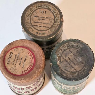 LOT 53K: Antique Thomas Edison Company, Collection of 9 Phonograph Cylinder Records