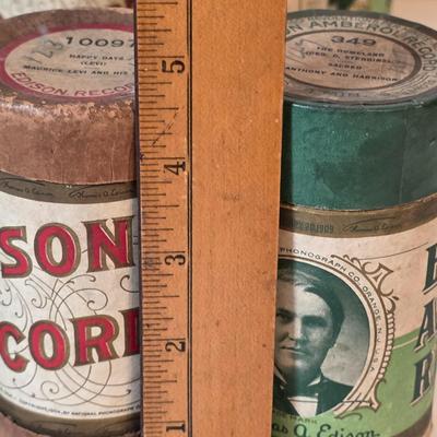 LOT 53K: Antique Thomas Edison Company, Collection of 9 Phonograph Cylinder Records