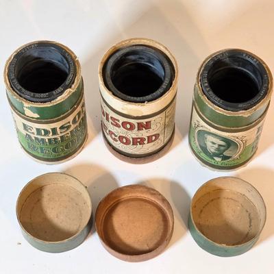 LOT 53K: Antique Thomas Edison Company, Collection of 9 Phonograph Cylinder Records