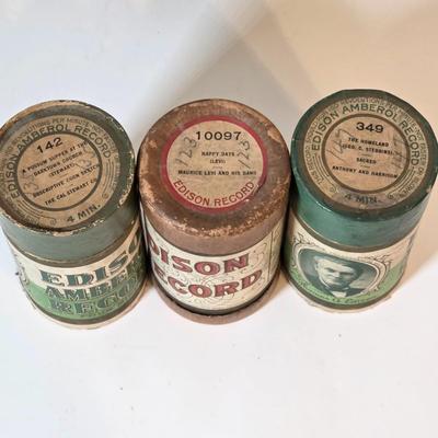 LOT 53K: Antique Thomas Edison Company, Collection of 9 Phonograph Cylinder Records