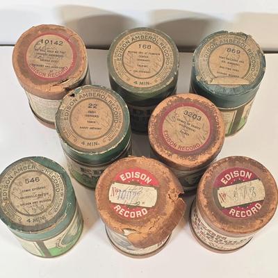 LOT 54K: Antique Thomas Edison Phonograph Cylinder Records, Collection of 8