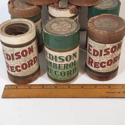 LOT 55K: Antique Collection of 9 Thomas Edison Company Phonograph Cylinder Records