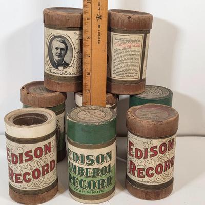 LOT 55K: Antique Collection of 9 Thomas Edison Company Phonograph Cylinder Records