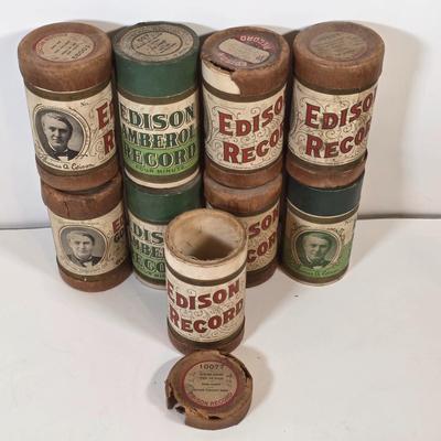 LOT 56K: Antique Thomas Edison Company Phonograph Cylinder Records, Collection of 9