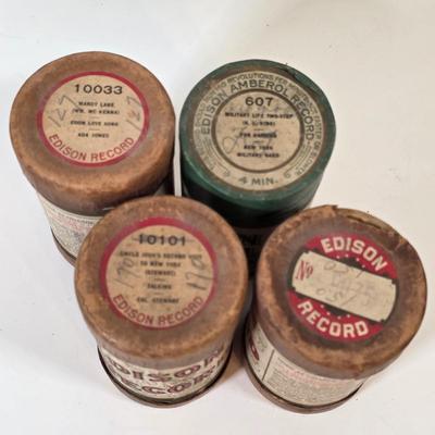 LOT 56K: Antique Thomas Edison Company Phonograph Cylinder Records, Collection of 9