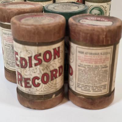 LOT 56K: Antique Thomas Edison Company Phonograph Cylinder Records, Collection of 9