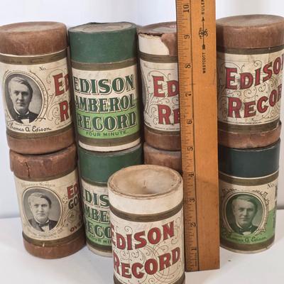 LOT 56K: Antique Thomas Edison Company Phonograph Cylinder Records, Collection of 9