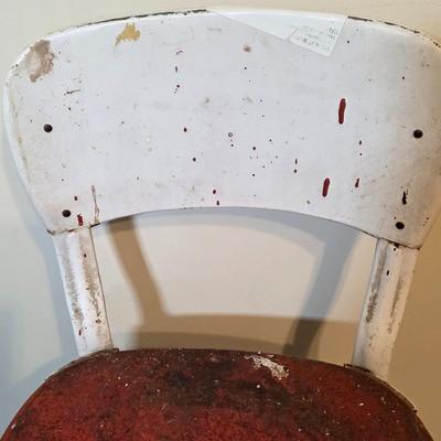 LOT 60D: Vintage Cosco Red & White Metal Step/Stool Chair