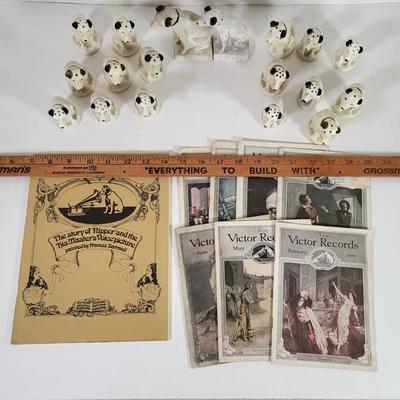 LOT 62K: Many Victor Dog Ceramic Salt & Pepper Shakers and Booklet, Also Seven Vintage Early 20th Century Victor New Music Pamphlets