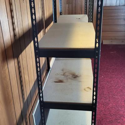 LOT 77B: Pair of Tall Metal Bracket and Plywood Shelf Storage Racks