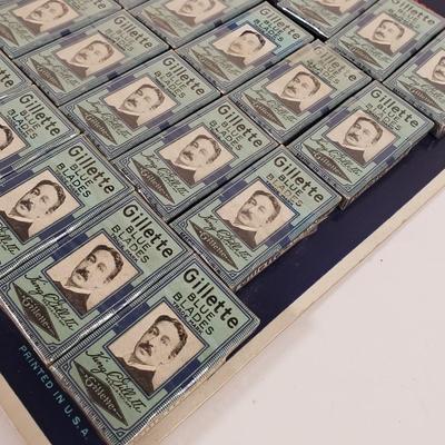 LOT 82X: Vintage Gillette Blue Blades Countertop Advertising Display with 25 Original Packs