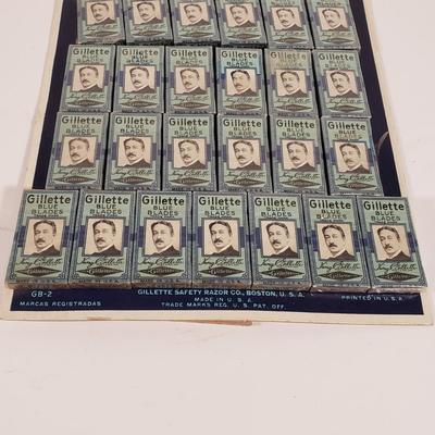 LOT 82X: Vintage Gillette Blue Blades Countertop Advertising Display with 25 Original Packs