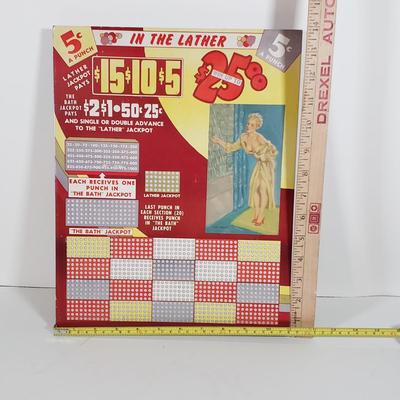 LOT 85X: Vintage Punchboard Gambling Countertop Promotional Game In the Lather