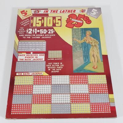 LOT 85X: Vintage Punchboard Gambling Countertop Promotional Game In the Lather