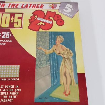 LOT 85X: Vintage Punchboard Gambling Countertop Promotional Game In the Lather