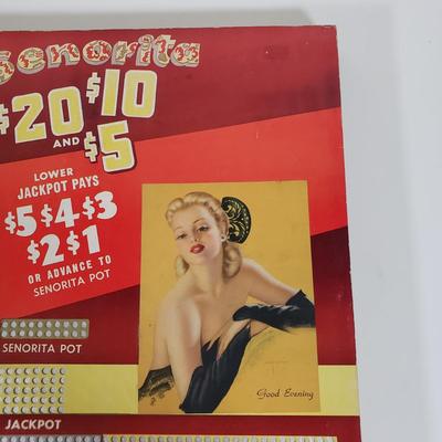 LOT 86X: Vintage Senorita Pinup Girl Punchboard Countertop Game