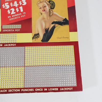 LOT 86X: Vintage Senorita Pinup Girl Punchboard Countertop Game