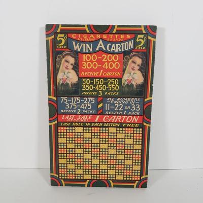 LOT 87X: Vintage Cigarette Carton Winner Punchboard Countertop Gambling Game