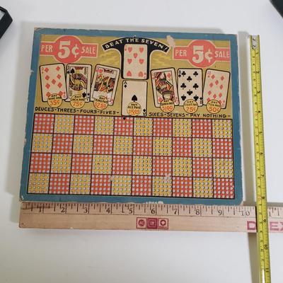 LOT 89X: Vintage Punchboard Countertop Game with KEM Playing Cards