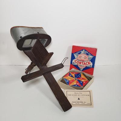 LOT 90X: Antique Stereoscope Viewer and Contack Parker Bros Game