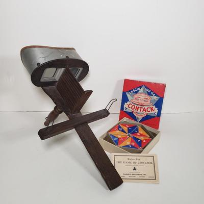 LOT 90X: Antique Stereoscope Viewer and Contack Parker Bros Game