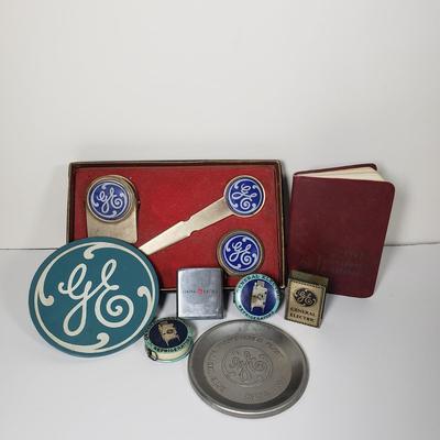 LOT 96X: GE Collectors Items; Zippo Tape Measure, Service Items, and More