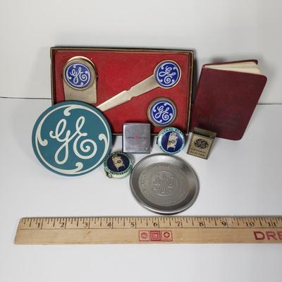 LOT 96X: GE Collectors Items; Zippo Tape Measure, Service Items, and More
