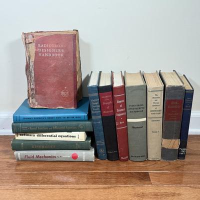 LOT 113F: 1950s Scientific Books: RCA Radiotron Designer's Handbook, Fluid Mechanics, Industrial Engineering, Elasticity & More