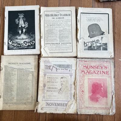 LOT 115F: Antique Munsey's Magazines w/ Antique Books: Dyke's Automobile and Gasoline Engine Encyclopedia & Johnson's...