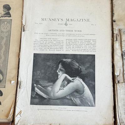 LOT 115F: Antique Munsey's Magazines w/ Antique Books: Dyke's Automobile and Gasoline Engine Encyclopedia & Johnson's...