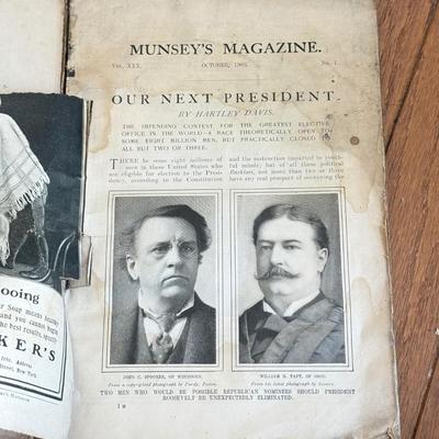 LOT 115F: Antique Munsey's Magazines w/ Antique Books: Dyke's Automobile and Gasoline Engine Encyclopedia & Johnson's...