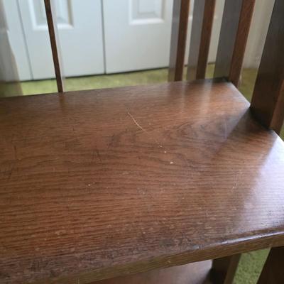LOT 137Y: Vintage Oak Revolving Records/Bookcase
