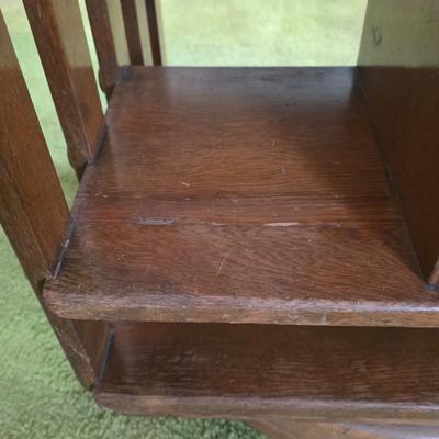 LOT 137Y: Vintage Oak Revolving Records/Bookcase
