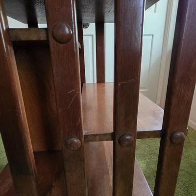 LOT 137Y: Vintage Oak Revolving Records/Bookcase