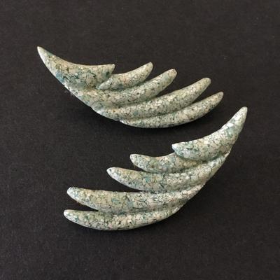 Really cool vintage angel or bird wings, Luce or celluloid type plastic statement earrings