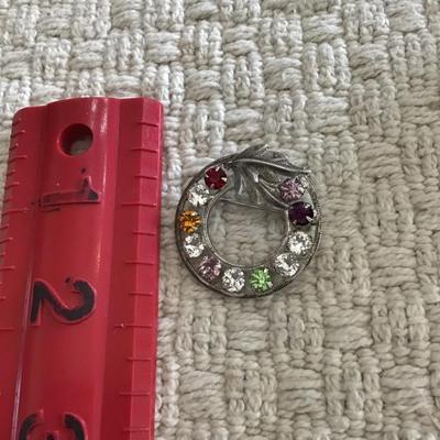 Vintage sterling silver crystal rhinestone brooch